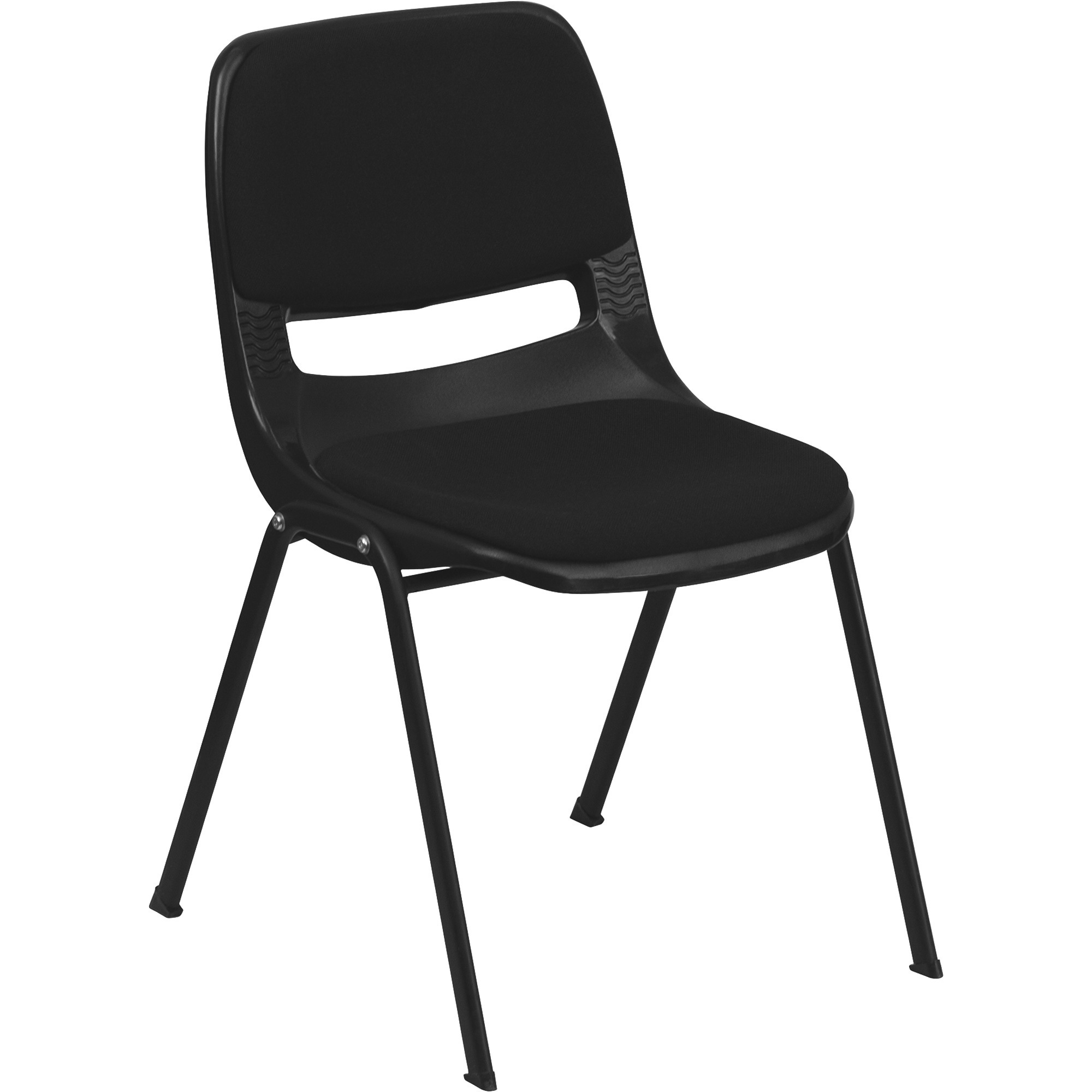 Flash Furniture Multipurpose Student Stacking Chair with Pad-- Black, 880-Lb. Capacity, 21in.W x 23in.D x 32 1/8in.H, Model# RUTEO101PAD